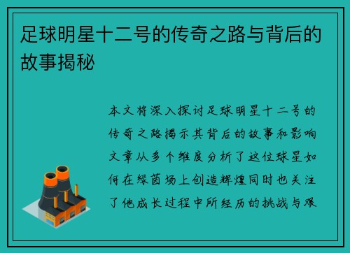足球明星十二号的传奇之路与背后的故事揭秘